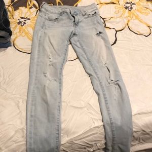AE light wash skinny jeans